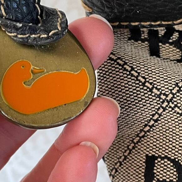 Dooney & Bourke Tan Signature Canvas Brown Leather Trim Bucket/Shoulder Bag - Picture 3 of 16